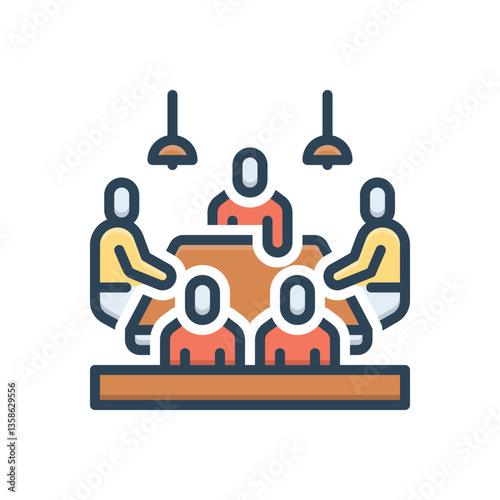 Color illustration icon for meeting