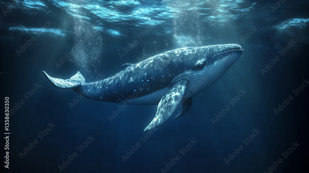 Naklejka premium whale in deep sea
