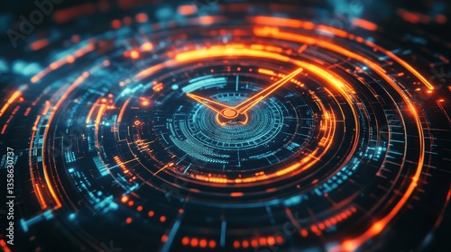 Wallpaper Mural Futuristic HUD Clock Interface  Digital Time Display Torontodigital.ca