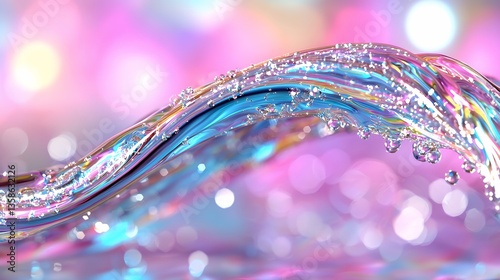 Abstract Water Flow with Bubbles and Colorful Light Background