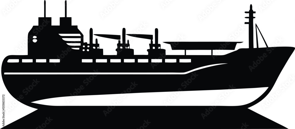 Fototapeta premium Super Tanker Silhouette Vector Design – Oil Tanker Ship Icon