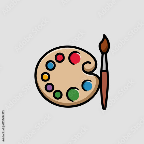 palette with brushes and paints