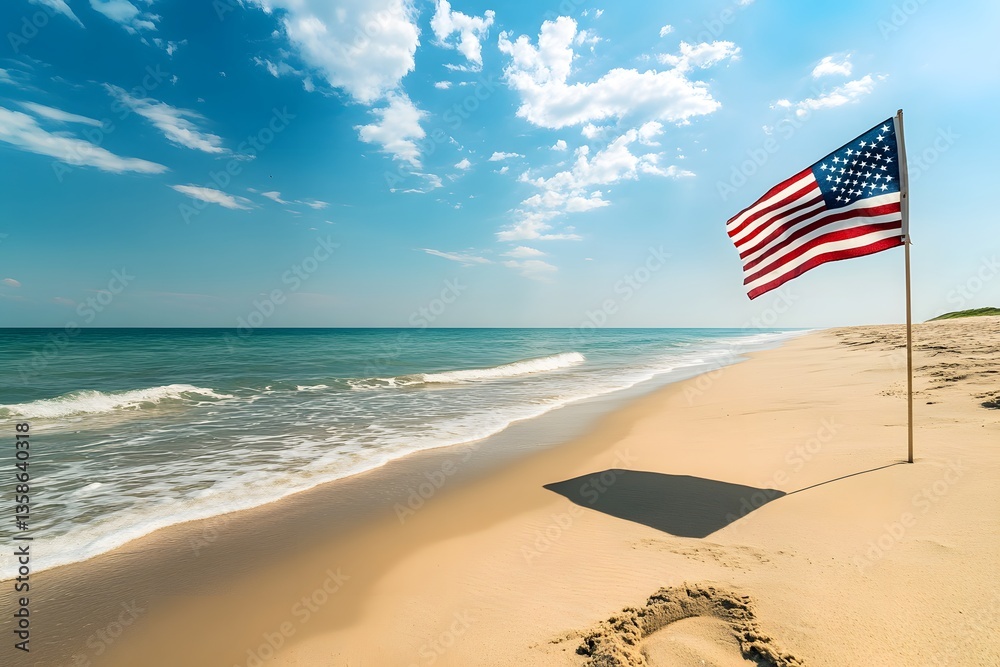 Fototapeta premium Echoes of Valor Beneath the Stars and Stripes