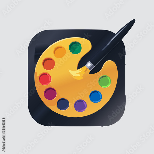 palette with brushes and paints