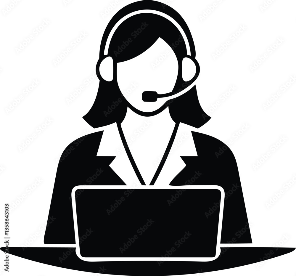 call center operator silhouette, call center woman call center operator silhouette, call center woman
