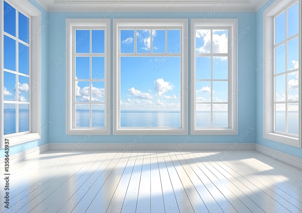 Fototapeta premium Light Blue Room Ocean View.