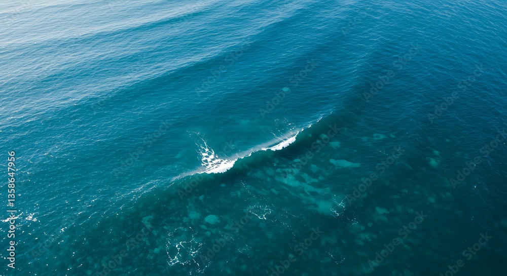 Naklejka premium Ocean Wave Breaking Top Down View with Turquoise Blue Water