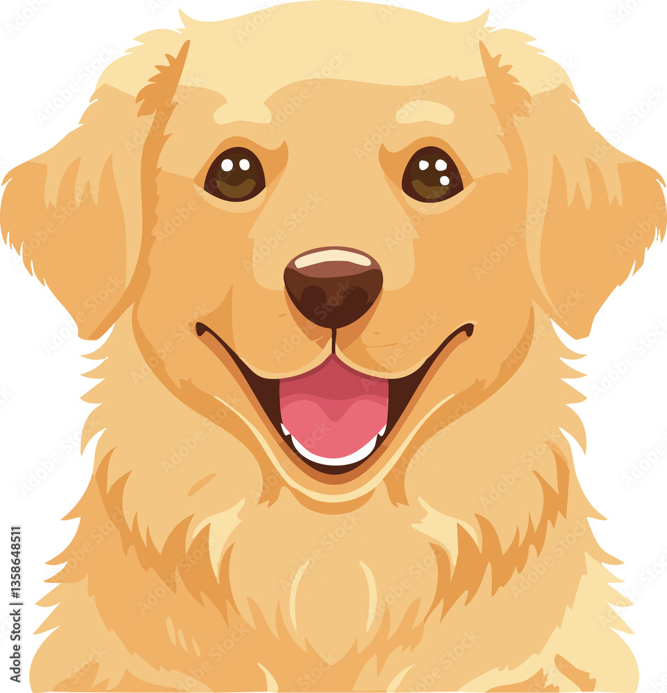 Fototapeta premium Print、笑顔が可愛いゴールデンレトリバー、愛嬌があるペットの癒し犬