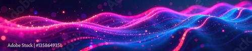 Neon pink and blue glowing lines creating high-speed wave-like patterns,  colorful,  dynamic
