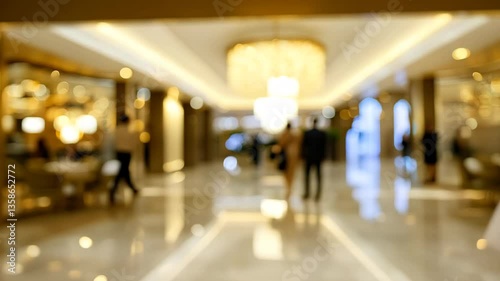 Wallpaper Mural Elegant hotel lobby with soft lighting and blurred people walking, creating a luxurious and serene atmosphere Torontodigital.ca