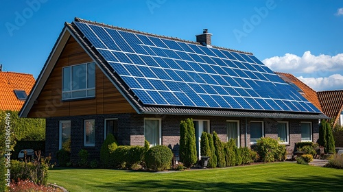 Wallpaper Mural Modern home with solar panels on the roof Torontodigital.ca