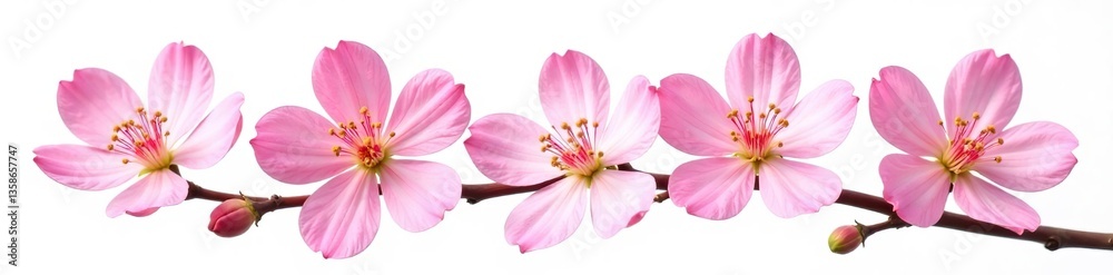 Fototapeta premium Manuka flowers isolated on white background, delicate pink petals, vibrant colors, natural beauty, Manuka flowers, flora