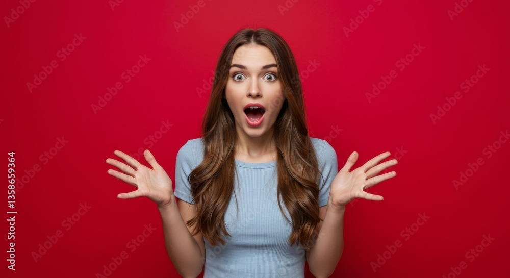 Woman expresses astonishment. Woman expresses astonishment.