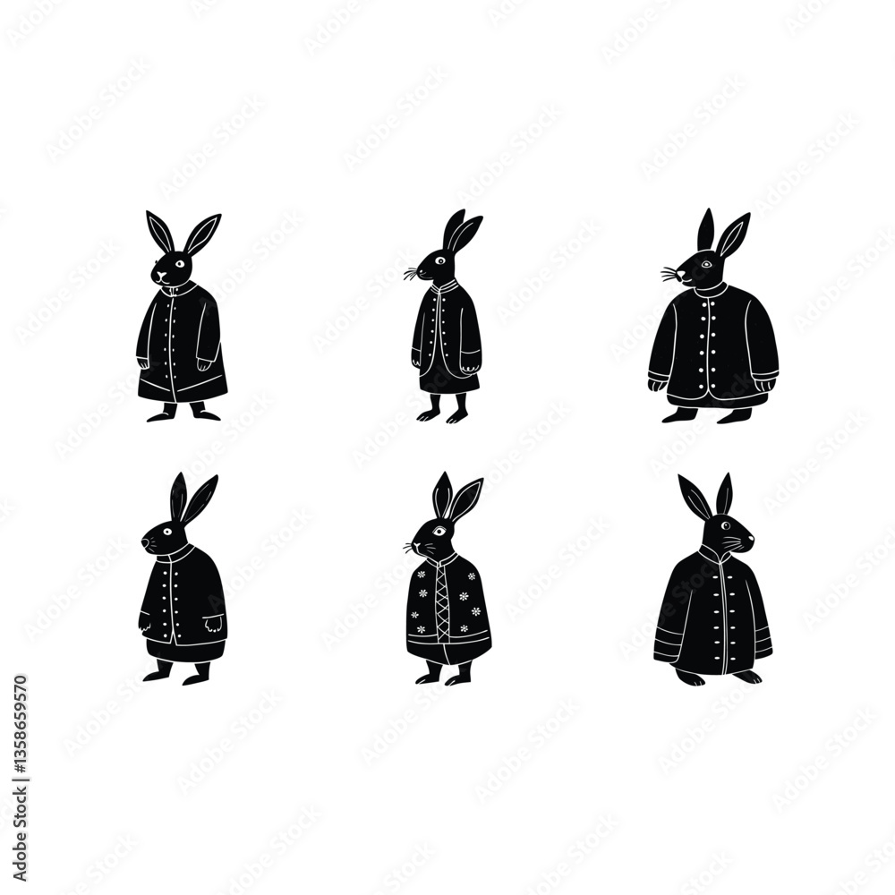 Fototapeta premium A Rabbit in a Chinese Coat - Unique Graphic Design File for Digital Projects