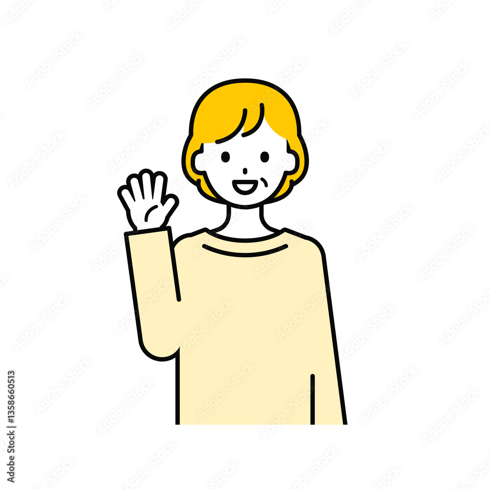 上半身のポーズ_シンプルなシニアの女性02