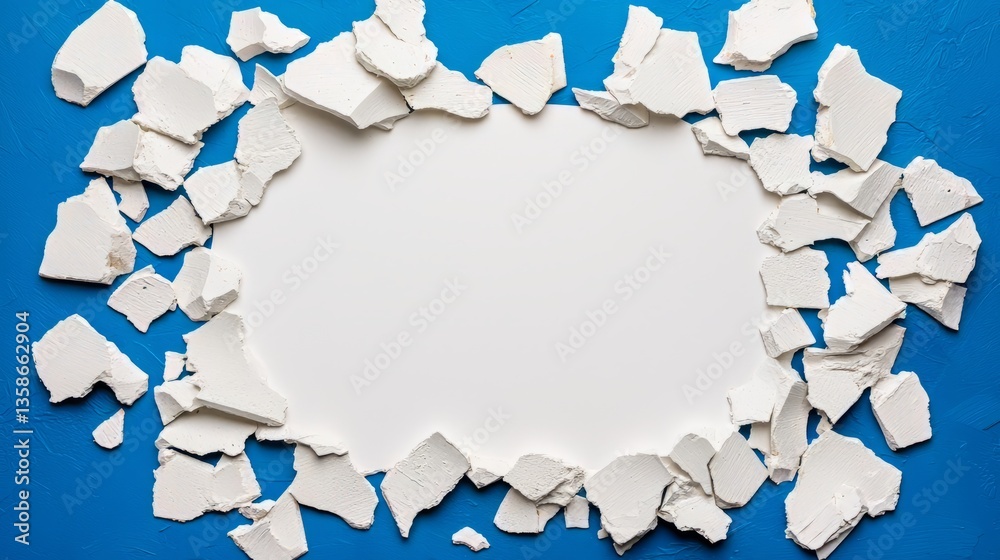 White Pieces On Blue Background Abstract Design With Empty Space White Pieces On Blue Background Abstract Design With Empty Space