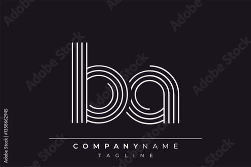 Creative BA lines letter logo design. A simplistic and elegant abstract logo design with linear patterns and initials, suitable for contemporary branding.