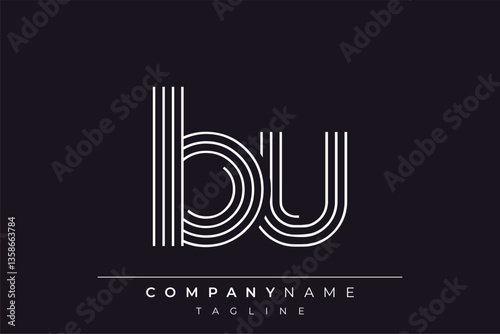 Creative BU lines letter logo design. A simplistic and elegant abstract logo design with linear patterns and initials, suitable for contemporary branding.