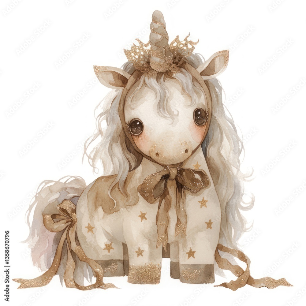 Fototapeta premium Adorable whimsical unicorn illustration