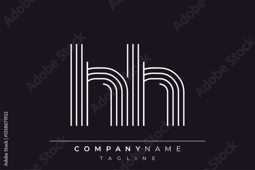 Creative HH lines letter logo design. A simplistic and elegant abstract logo design with linear patterns and initials, suitable for contemporary branding.