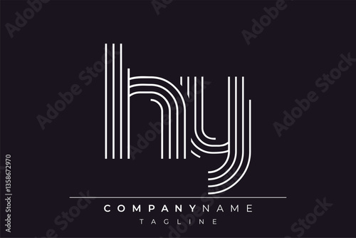 Creative HY lines letter logo design. A simplistic and elegant abstract logo design with linear patterns and initials, suitable for contemporary branding.