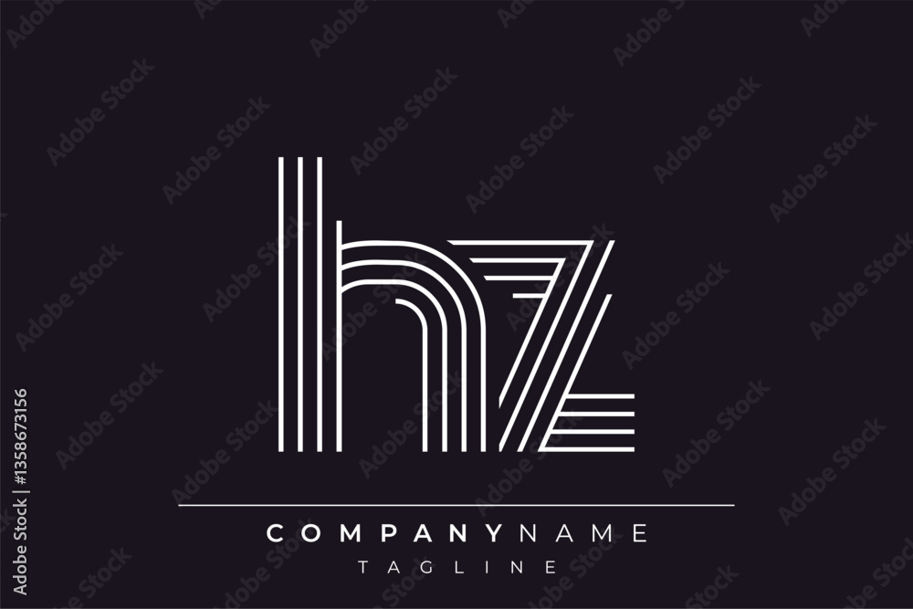 Obraz premium Creative HZ lines letter logo design. A simplistic and elegant abstract logo design with linear patterns and initials, suitable for contemporary branding.