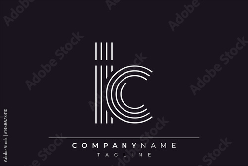 Creative IC lines letter logo design. A simplistic and elegant abstract logo design with linear patterns and initials, suitable for contemporary branding.