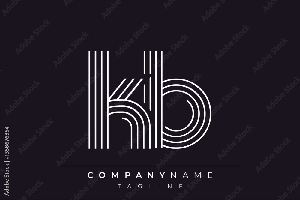 Obraz premium Creative KB lines letter logo design. A simplistic and elegant abstract logo design with linear patterns and initials, suitable for contemporary branding.