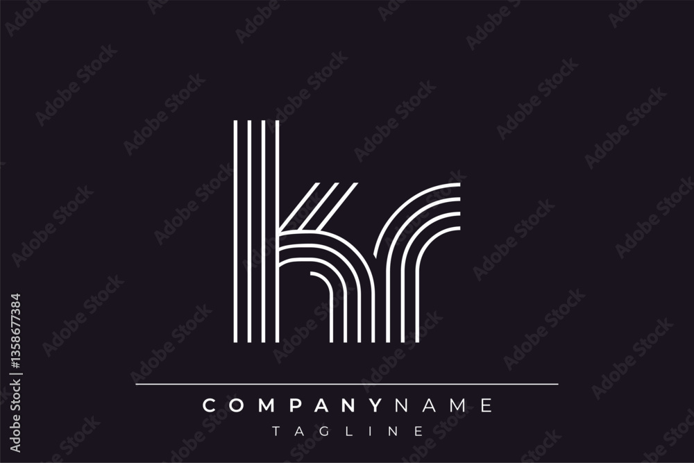 Obraz premium Creative KR lines letter logo design. A simplistic and elegant abstract logo design with linear patterns and initials, suitable for contemporary branding.