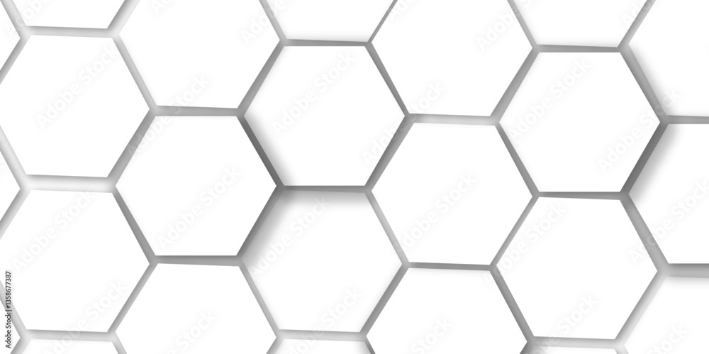 Abstract light grey and white hexagon 3d effect pattern with shadow seamless texture background. Use for book, poster, flyer, website vector illustration. Abstract light grey and white hexagon 3d effect pattern with shadow seamless texture background. Use for book, poster, flyer, website vector illustration.