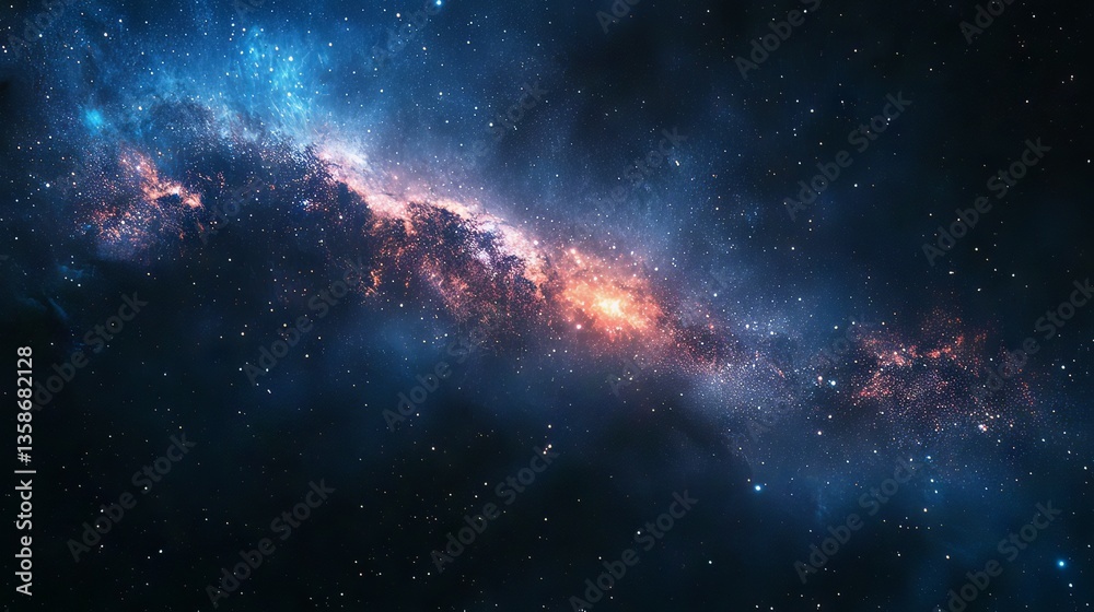 Naklejka premium Cosmic Nebula: A Celestial Tapestry of Stars and Stardust
