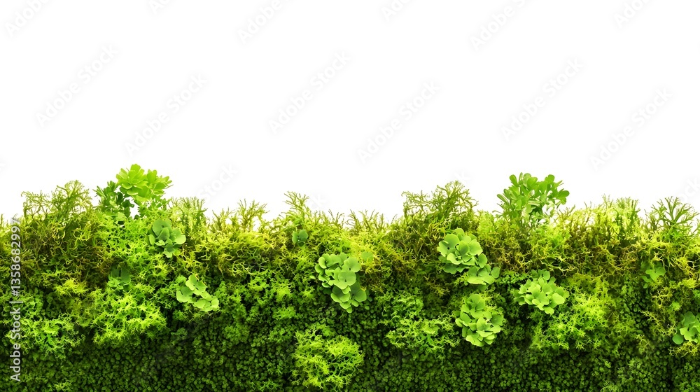 Fototapeta premium Verdant moss growing on a white background