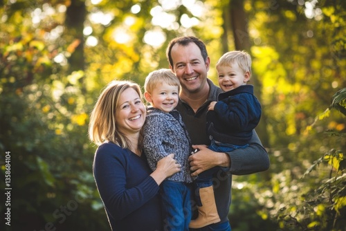 Happy family in the park photography portrait outdoors.