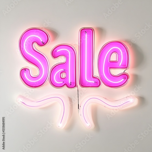 Bright pink neon sign displaying the word 'Sale' against a white background.