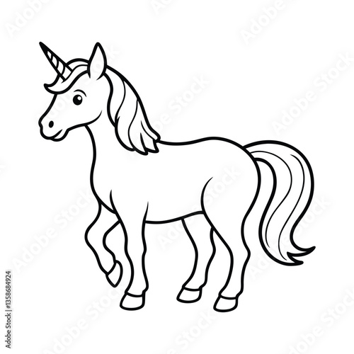 Wallpaper Mural Cute Cartoon Outline Illustration of a Unicorn for Coloring Activity Torontodigital.ca
