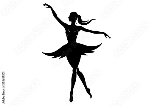 Illustration of a female ballet dancer in silhouette, capturing grace and elegance in motion.

