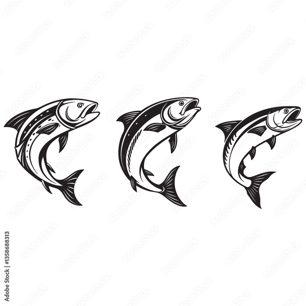 Obraz premium fish icon, fish silhouette vector illustration