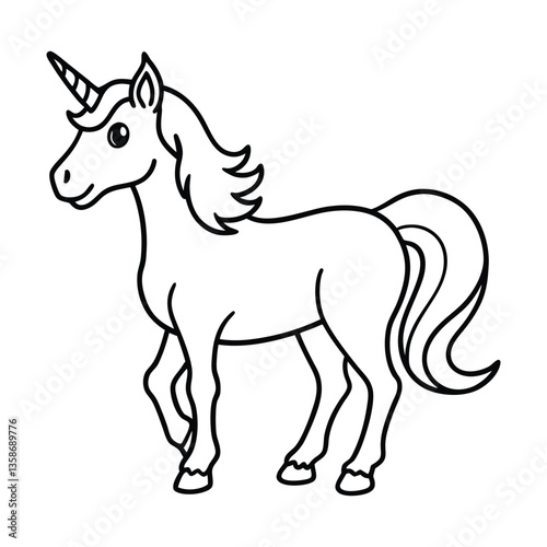 Wallpaper Mural Cute Cartoon Outline Illustration of a Unicorn for Coloring Activity Torontodigital.ca