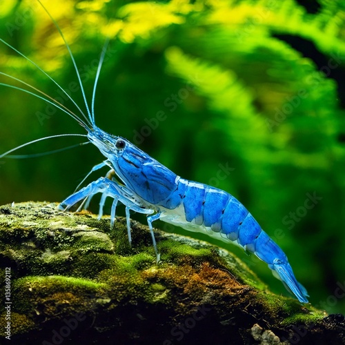 Blue Dream shrimp - Blue Velvet shrimp - Neocaridina davidi in the Freshwater Aquarium with green plants