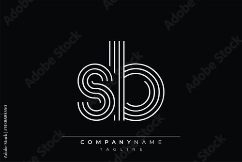 Creative SB lines letter logo design. A simplistic and elegant abstract logo design with linear patterns and initials, suitable for contemporary branding.