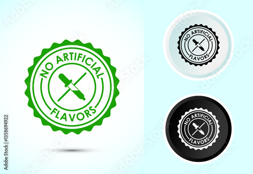 No artificial flavor icon design illustration, Artificial flavor free symbol, Natural product, Color black and white