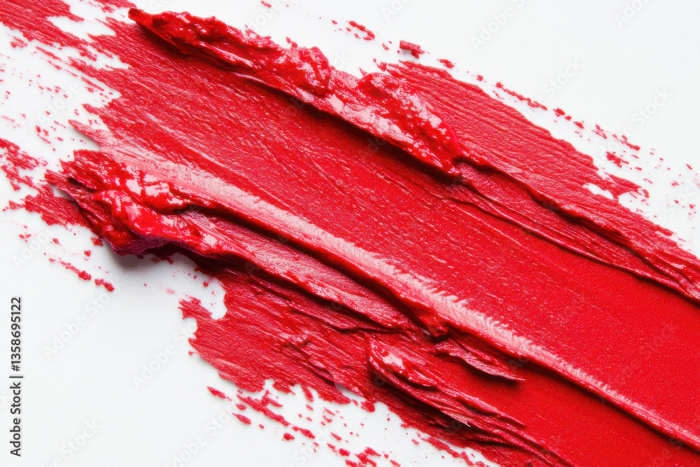 Fototapeta premium Lip imprint with red lipstick on white background