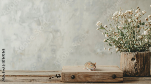 Mouse and Flowers Still Lif...