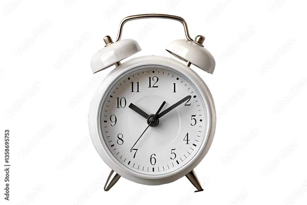 Alarm clock on a metal grid background. 3d rendering. Image isolated on white background. Generative AI Alarm clock on a metal grid background. 3d rendering. Image isolated on white background. Generative AI