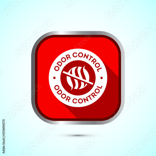 Odor control icon design illustration. Anti bad smell icon, Odor free label, Red color shadow button design