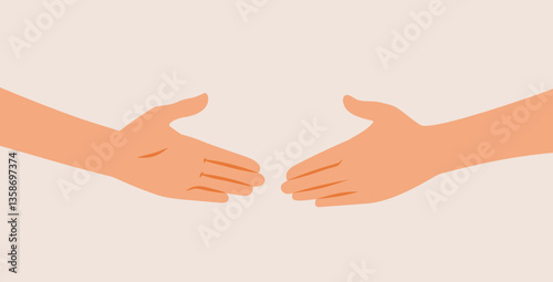 Hands Reach Out to Shake Hands Gesture Vector Illustration. People cooperating in a strong partnership sealing the deal
