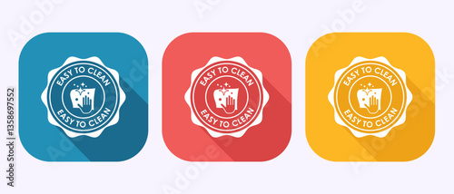 Easy cleaning icon design illustration. Clean surface icon sign symbol in shadow button design
