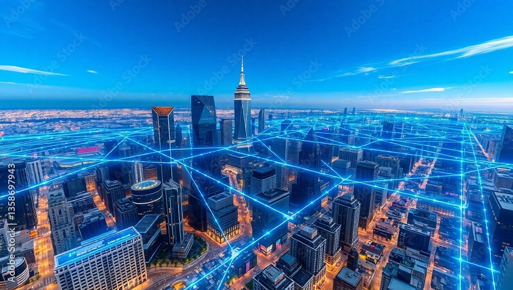 Fototapeta premium Smart City Digital Infrastructure Connecting the Urban Landscape