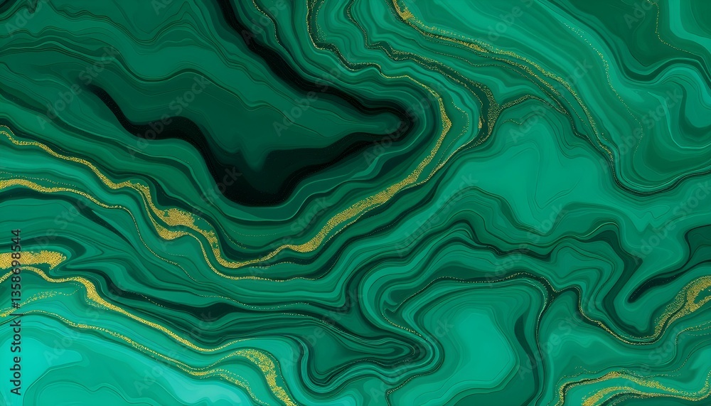 Fototapeta premium Elegant Emerald Green and Gold Marble Texture: Luxury Abstract Background