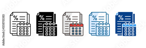 Tax Deadline Icon Set Multiple Style Collection